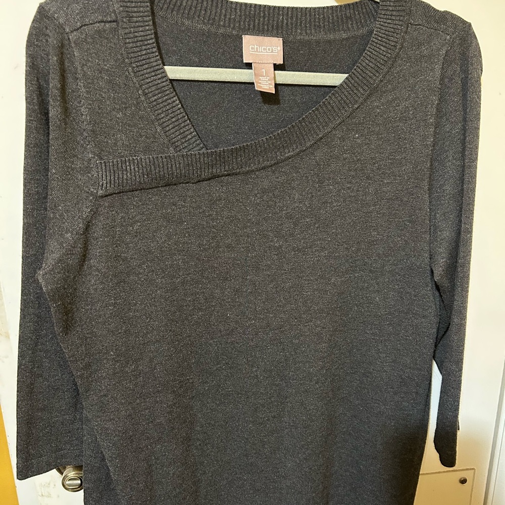 Chico's Gray V-Neck Sweater